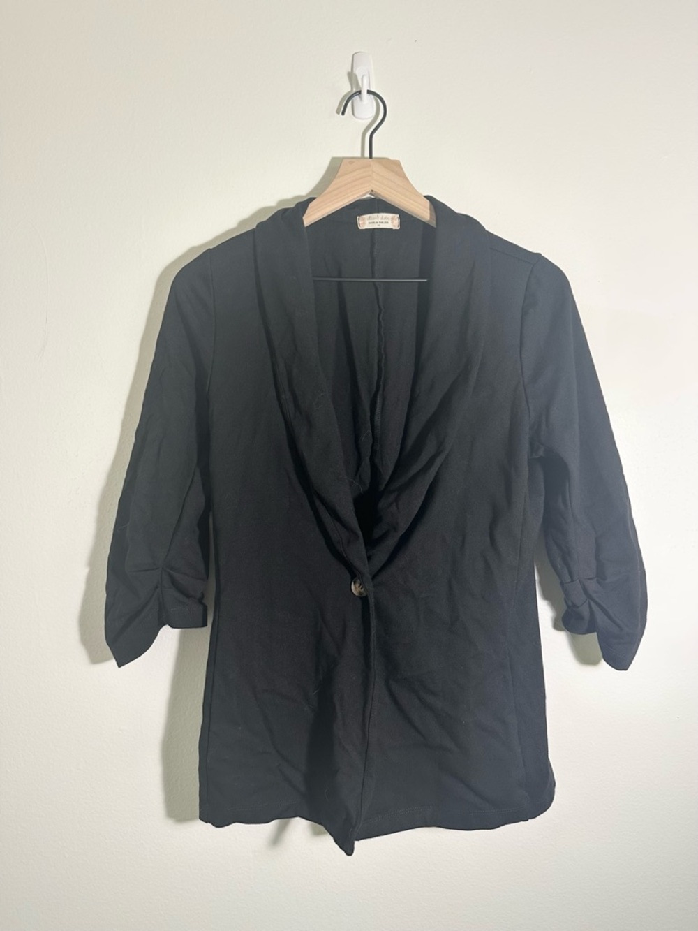 Altard state - Black Draped Open Front Blazer Jacket